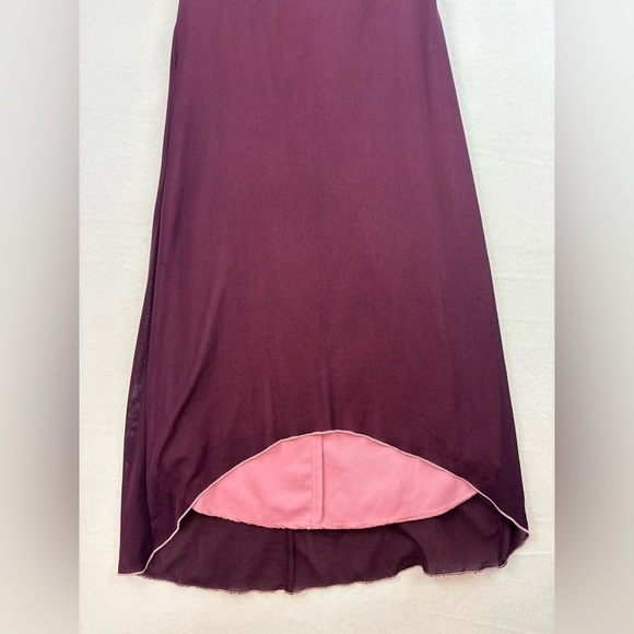 VINTAGE Y2K Halter Dress Baby Doll Coachella Boho Maroon Midi Velvet High‎ Low - Picture 4 of 14